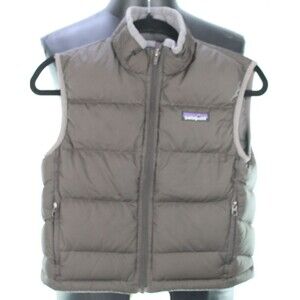 Patagonia Kid's Goose Down Puffer Vest Size XS Olive Green